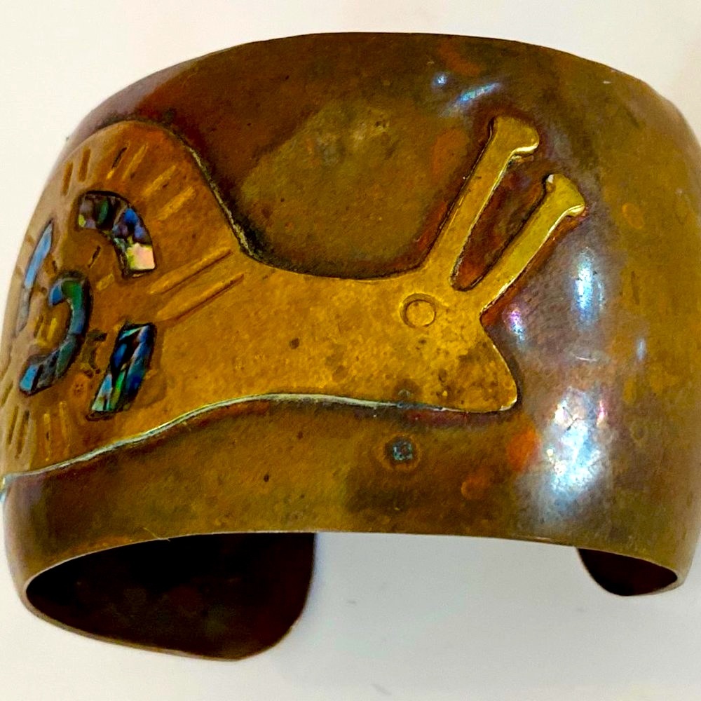 Vintage Luciano Mechoen Mexican Cuff Bras Bracelet - Picture 7 of 16